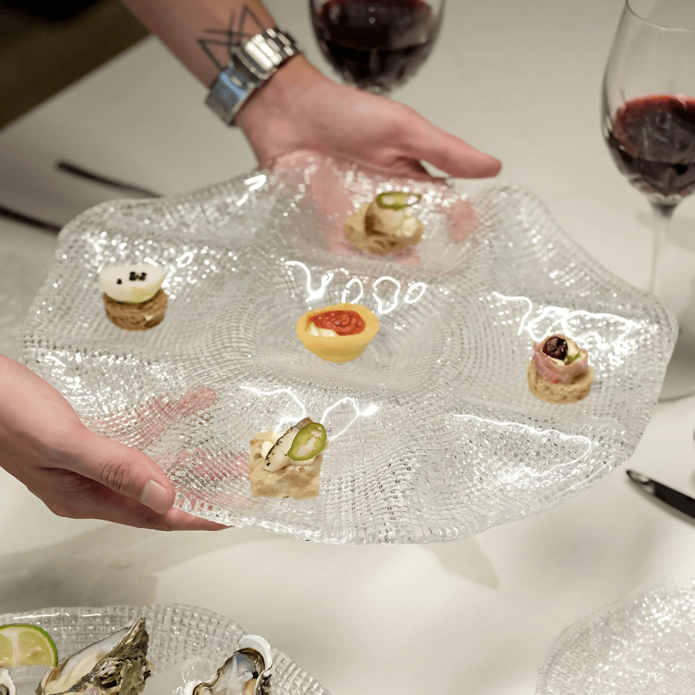 Đĩa Diamante Octagonal Clear 33x33cm IVV