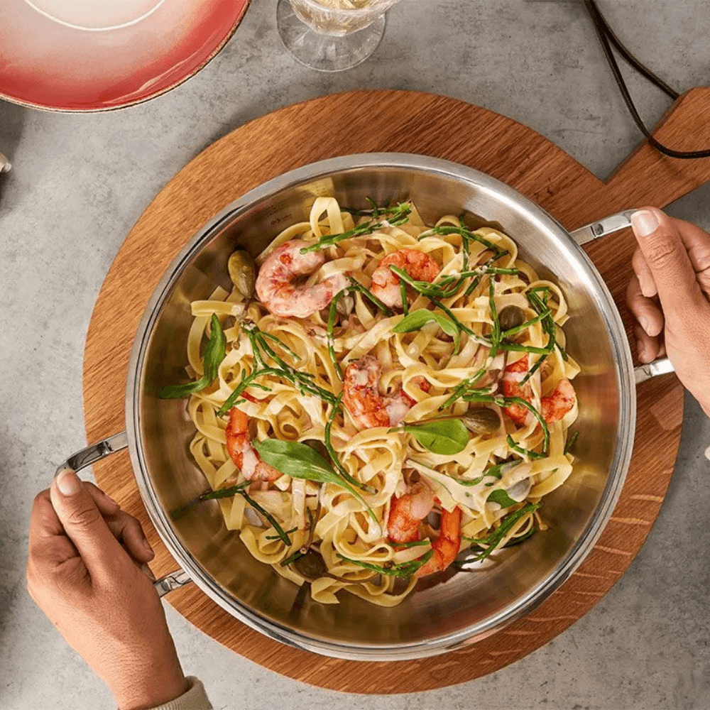 Bộ nồi Fissler Profi 5 món vung thép kèm quánh và chảo 2 quai 24cm made in Germany