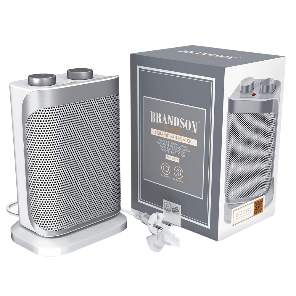 Quạt sưởi gốm Brandson 1500W màu trắng bạc
