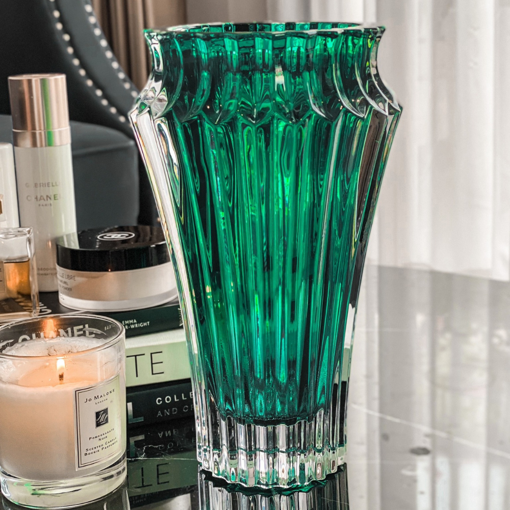Lọ hoa Crown Jewel Rogaska 25cm màu xanh lá