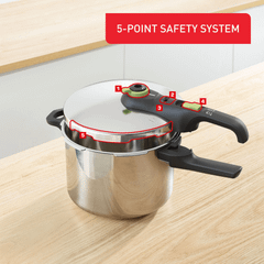 Nồi áp suất TEFAL Secure Trendy có khay hấp 6L