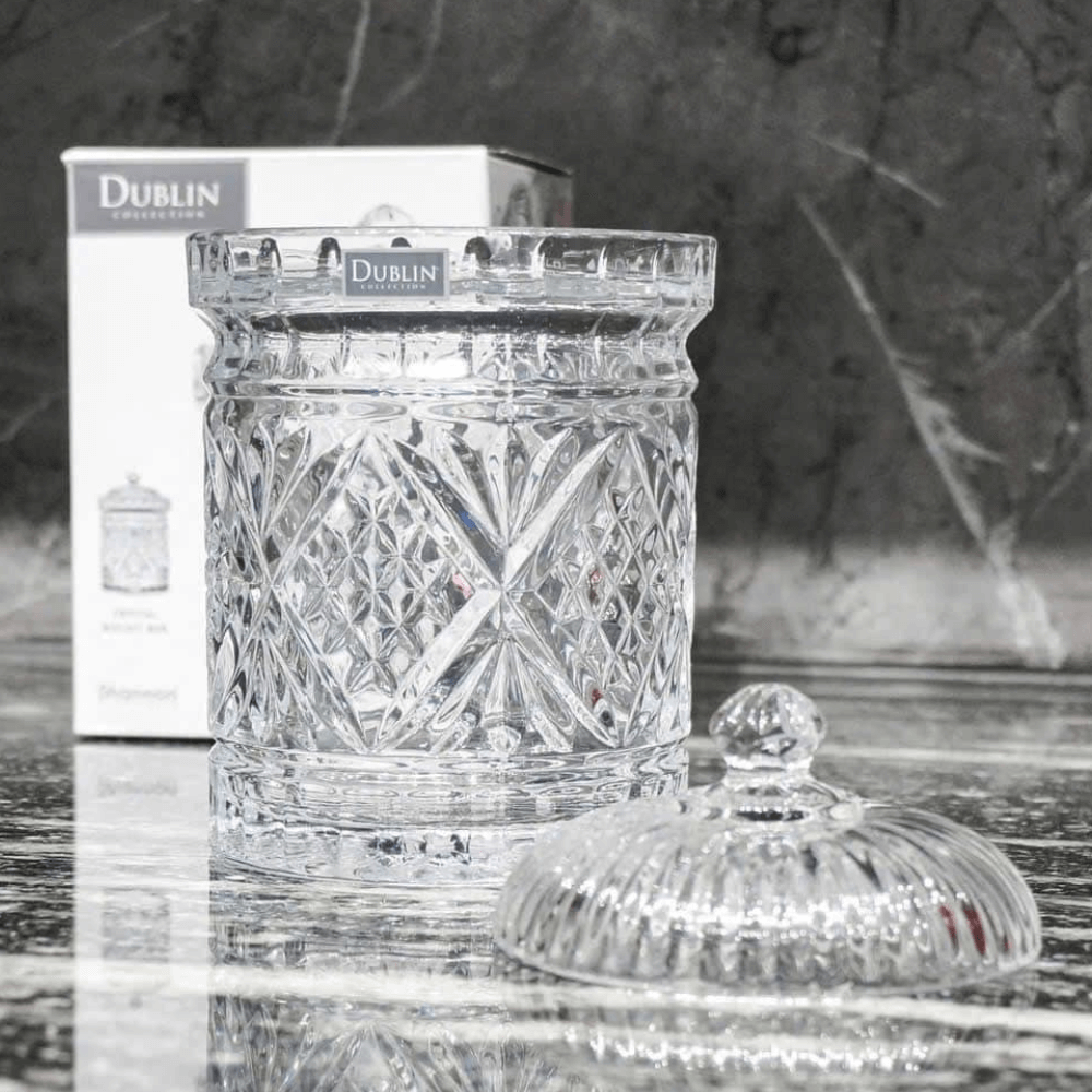 Hũ đưng kẹo, bánh quy pha lê Godinger Dublin không màu