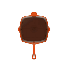 Chảo gang nướng Ernesto 25cm hình vuông màu cam
