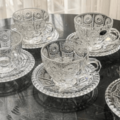 Set 6 tách trà kèm đĩa M57 Crystal Bohemia