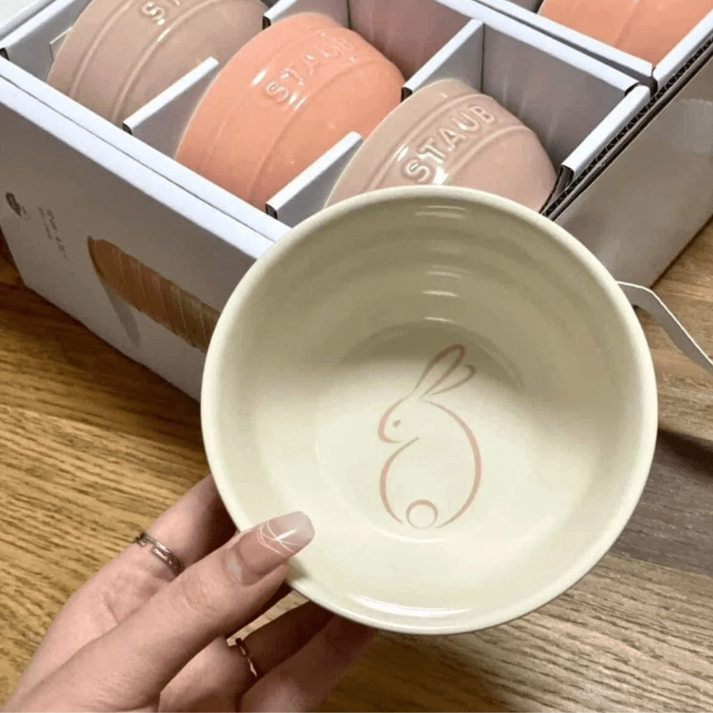 Set 6 bát STAUB ăn cơm thỏ hồng 12cm