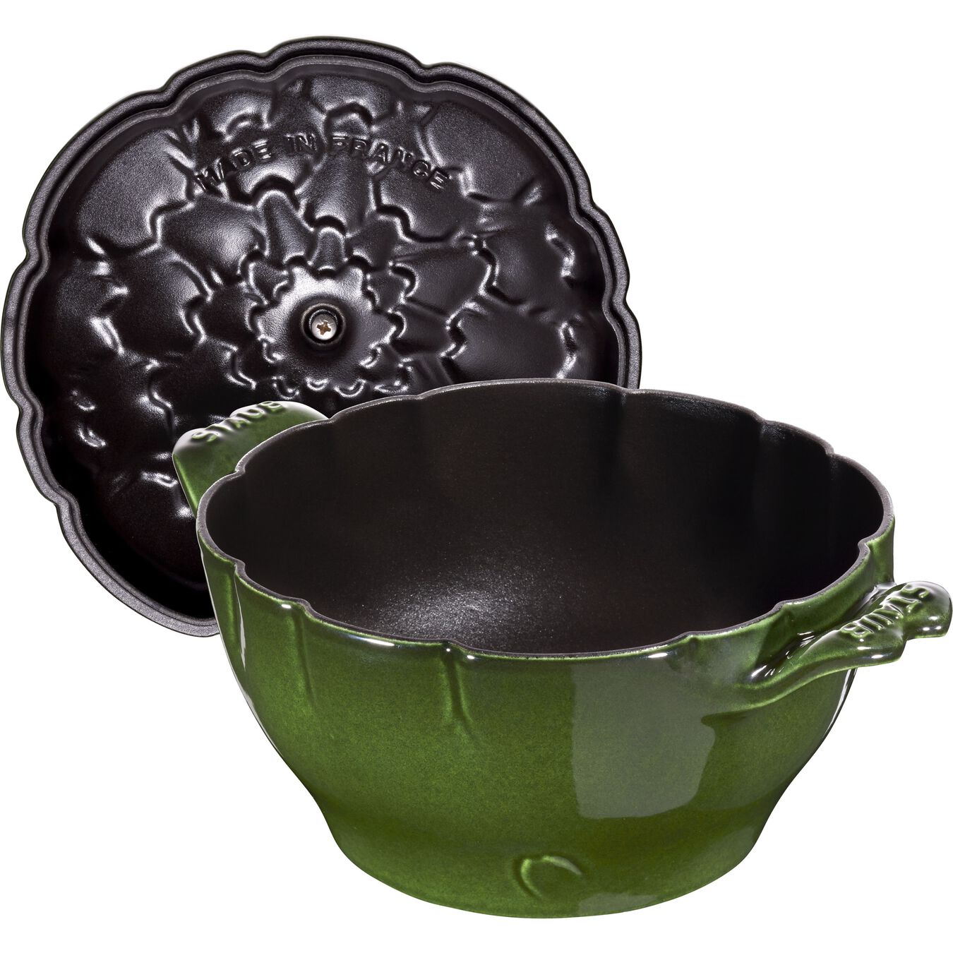 Nồi gang STAUB ARTIC.COCOTTE B-GR 22cm - 3L màu xanh lá, hình atiso