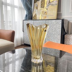 Bình hoa pha lê Plantica cao 32cm màu vàng