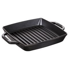 Chảo gang nướng vuông STAUB 23cm màu đen 2 quai