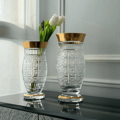 Lọ hoa pha lê khảm vàng Arcade 80575 35,5cm