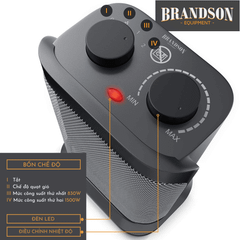 Quạt sưởi gốm Brandson 1500W màu đen bạc
