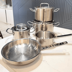 Bộ Nồi Fissler profi set 5 vung kính siêu cao cấp kèm quánh và chảo size 24 made in Germany