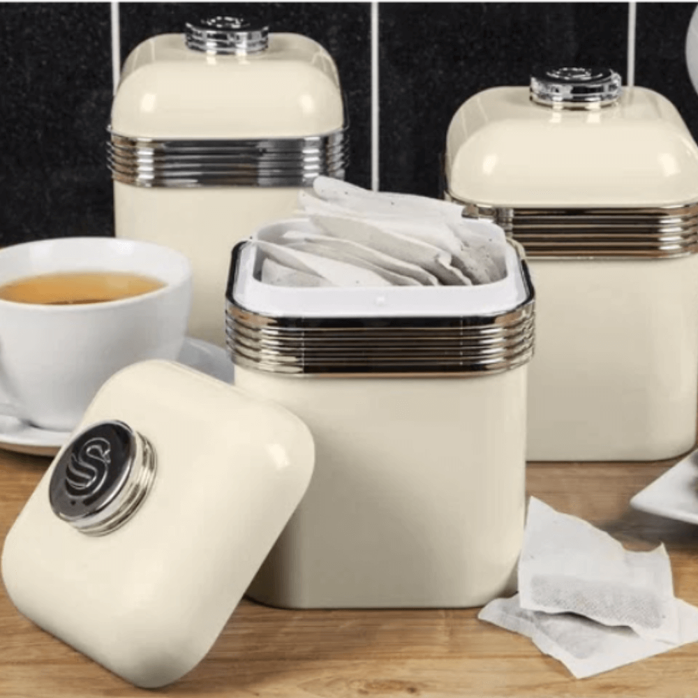 Set 3 hộp đựng cà phê, trà và đường SWAN màu kem