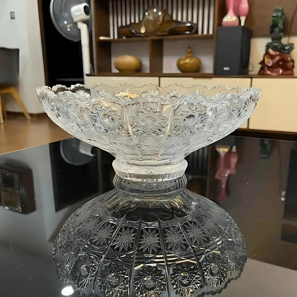 Mâm bồng pha lê mài đế tròn M57 Bohemia size 30cm