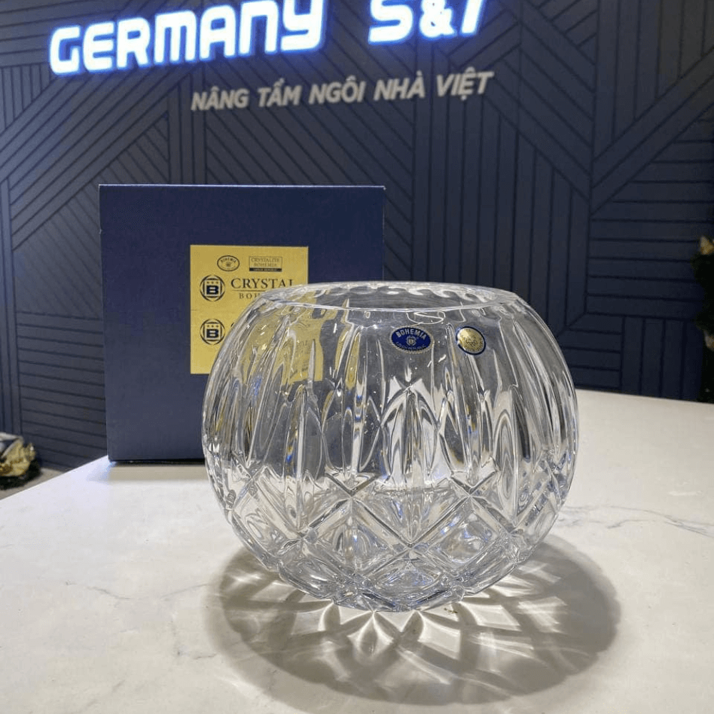 Lọ hoa cầu tròn pha lê Bohemia Sheffield 17,5cm