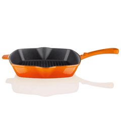 Chảo gang nướng Ernesto 25cm hình vuông màu cam