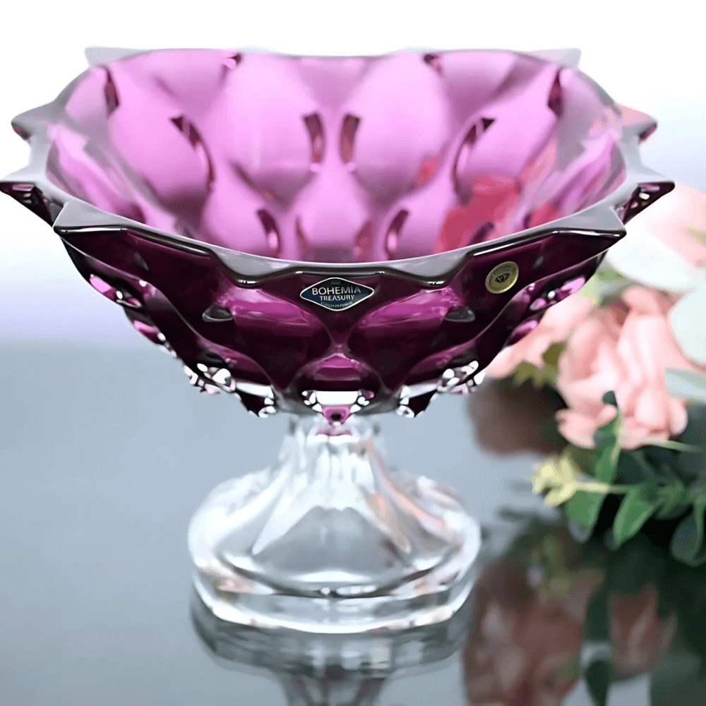 Chân bồng pha lê Bohemia Samba màu tím 30,5cm