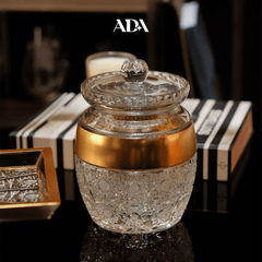 Hũ bánh pha lê khảm vàng Arcade 21cm