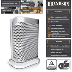 Quạt sưởi gốm Brandson 1500W màu trắng bạc