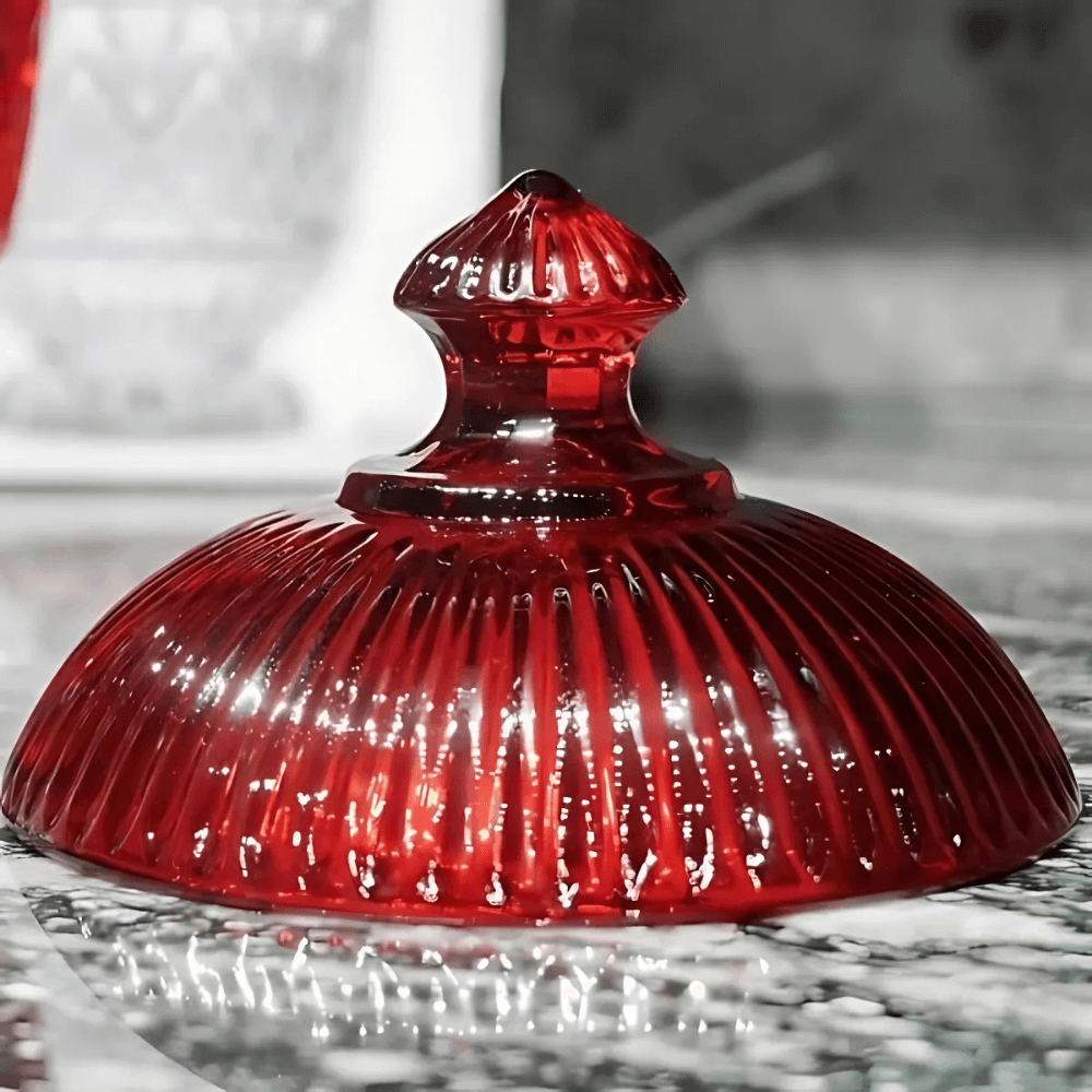 Tô pha lê có nắp Dublin Crystal màu đỏ