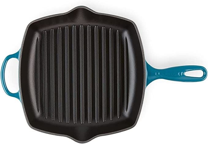 Chảo gang nướng Le Creuset hình vuông 26cm màu xanh lam Deep Teal nội địa Đức