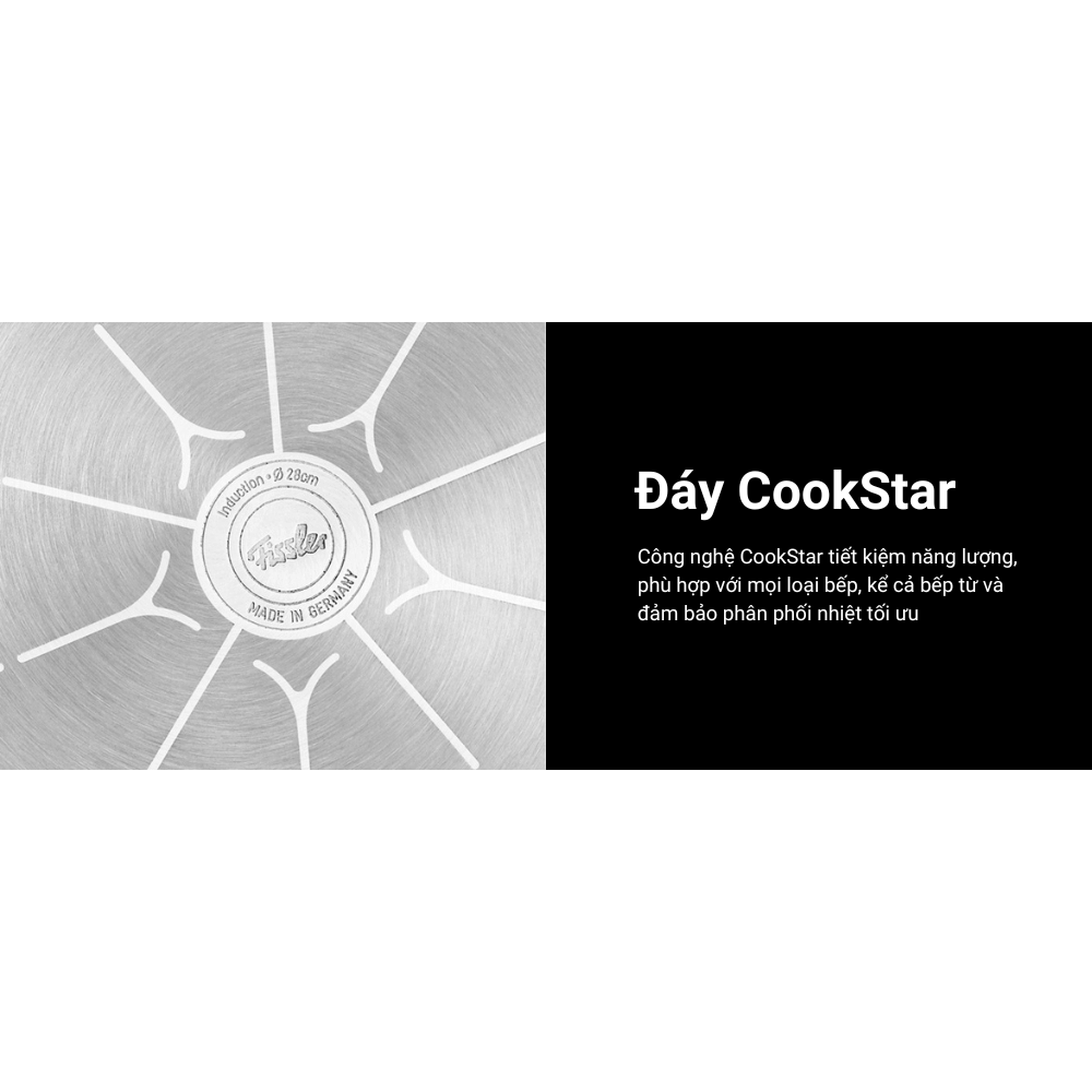 Set chảo chống dính Fissler Adamant 24 + 28cm kèm vung kính made in Germany