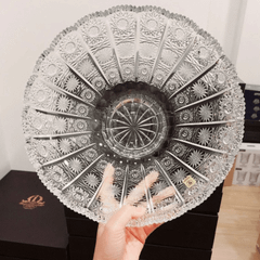 Mâm bồng pha lê mài đế tròn M57 Bohemia size 30cm