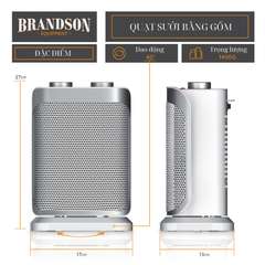 Quạt sưởi gốm Brandson 1500W màu trắng bạc