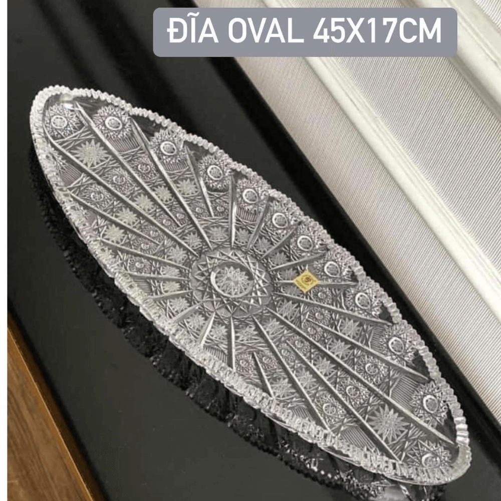 Đĩa pha lê mài Oval Bohemia M57 45cm