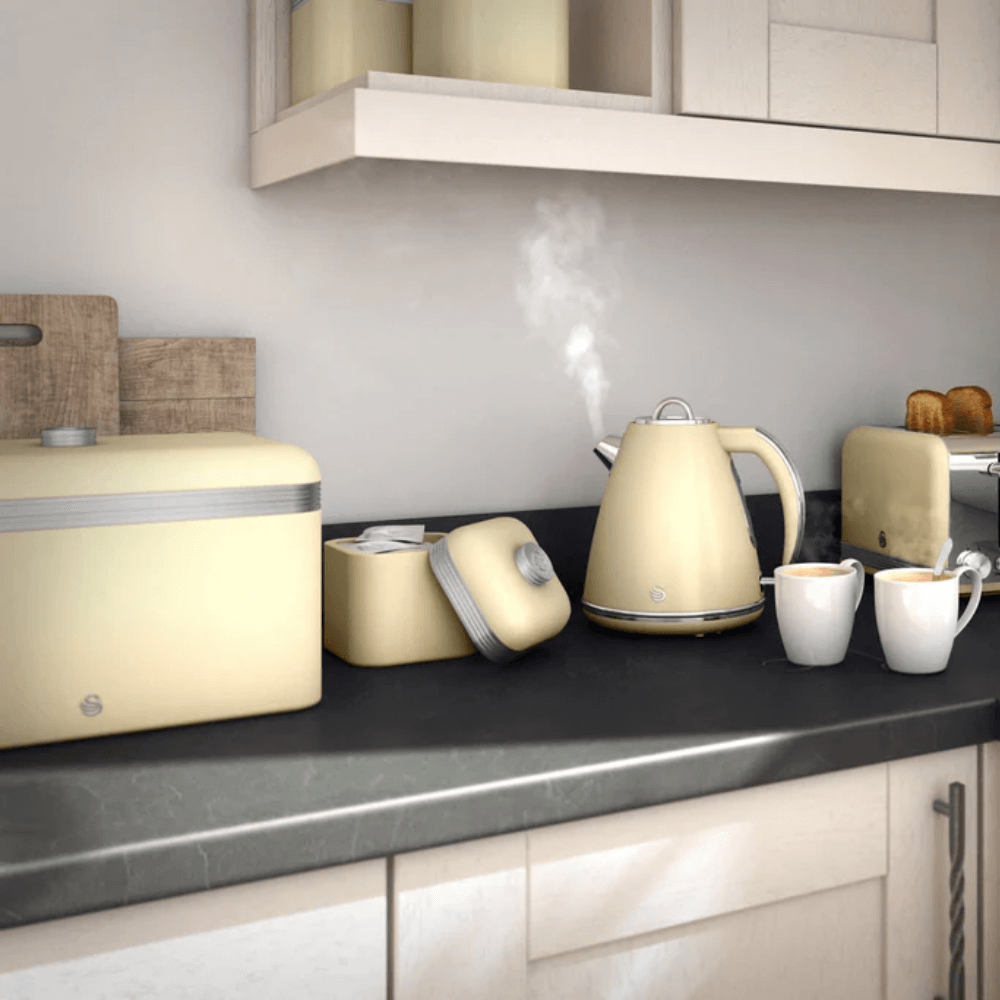 Set 3 hộp đựng cà phê, trà và đường SWAN màu kem