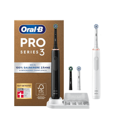 Set 2 bàn chải điện ORAL-B Pro Series 3 3000 Plus màu đen và trắng (kèm 2 đầu bàn chải thay thế)