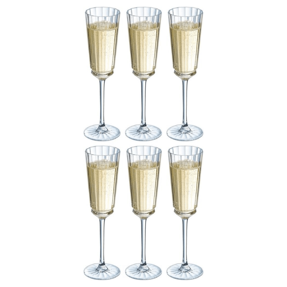 Set 6 ly vang champagne Macassar 170ml