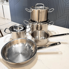 Bộ Nồi Fissler profi set 5 vung kính siêu cao cấp kèm quánh và chảo size 24 made in Germany