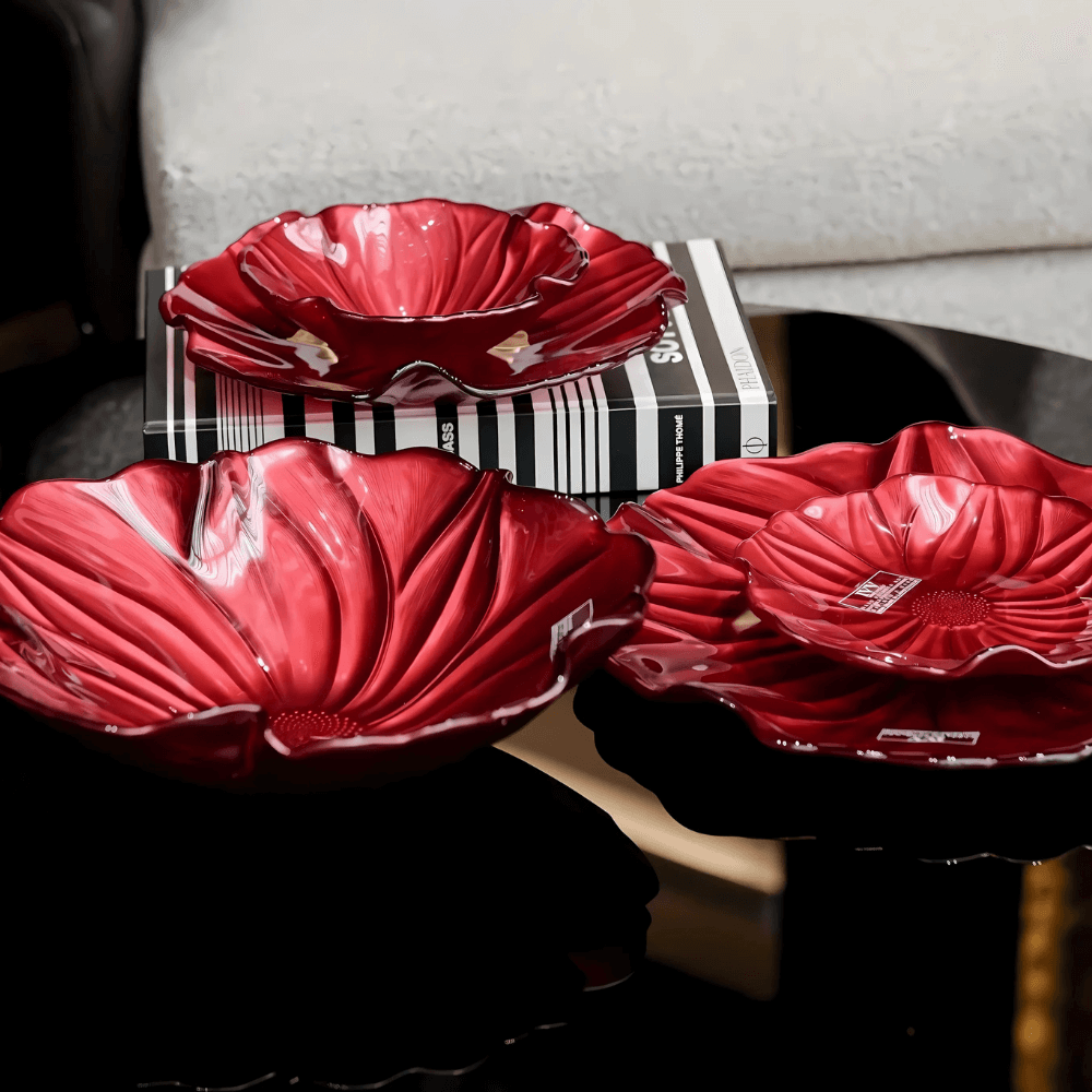 Đĩa Magnolia đỏ 22cm IVV