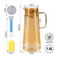 Bình đựng nước thủy tinh Sodasweet Germany 1,8L có tay cầm màu hổ phách