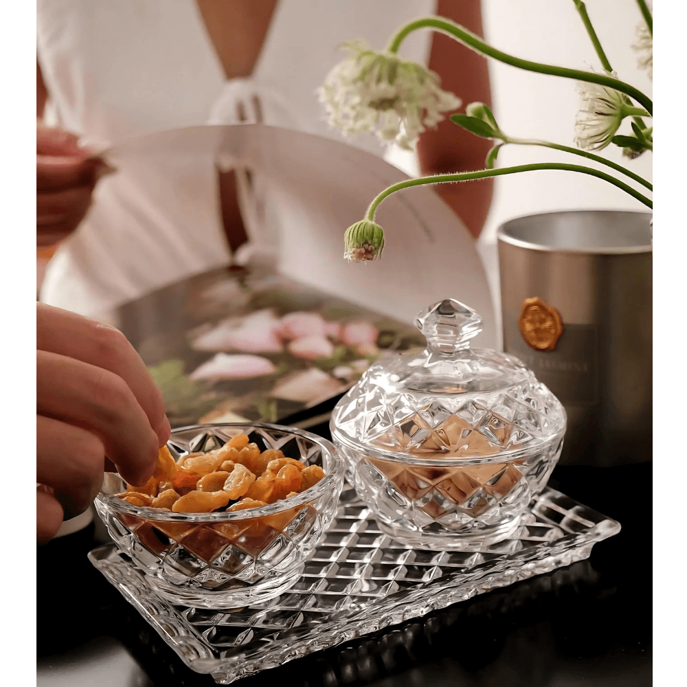 Hũ pha lê đựng đường, bánh kẹo, mứt, hạt các loại Bohemia Crystal 9cm