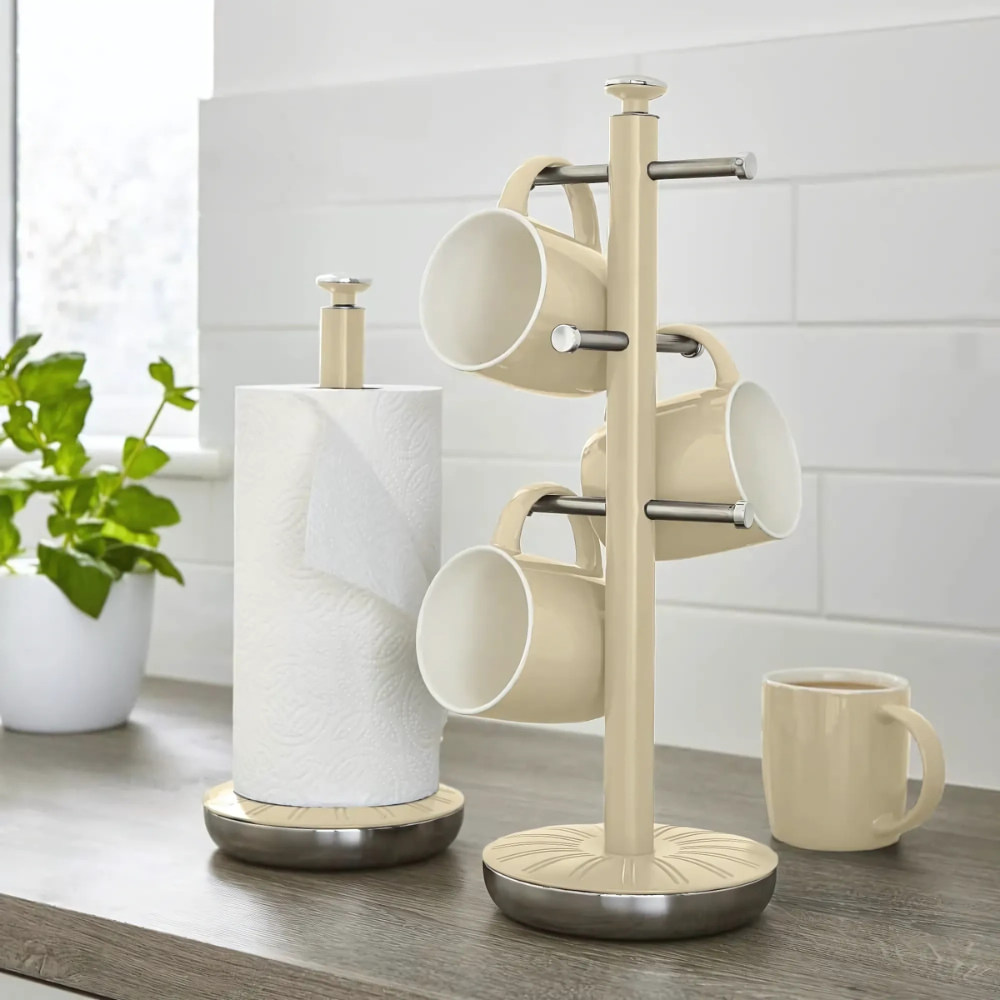 Cây treo cốc và dụng cụ để giấy đứng Swan Retro màu kem