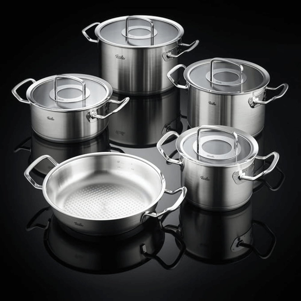 Bộ nồi Fissler Profi 5 món vung kính kèm chảo 2 quai 28cm made in Germany
