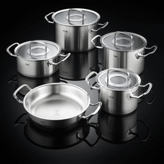 Bộ nồi Fissler Profi 5 món vung kính kèm chảo 2 quai 28cm made in Germany