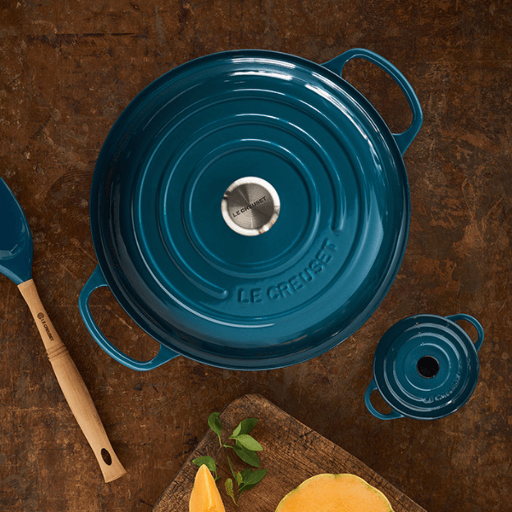 Nồi chảo gang Le Creuset Gourmet Profi 30cm màu xanh ngọc deep teal