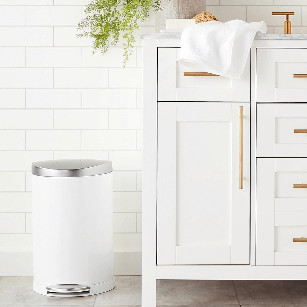 Thùng rác bán nguyệt Simplehuman 10l màu trắng