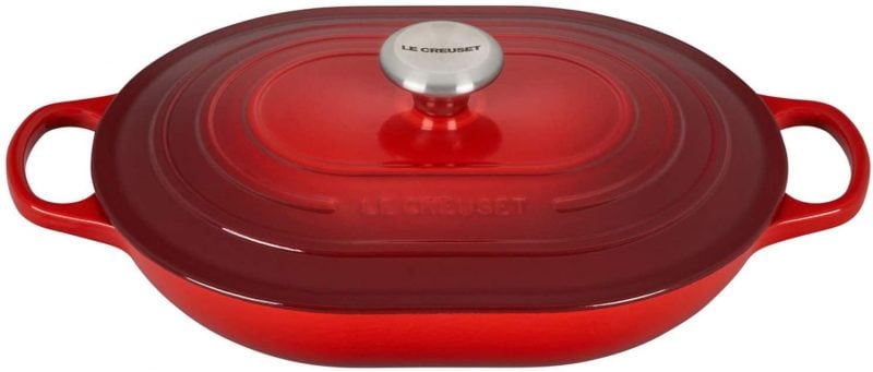 Ch��o gang chữ nhật LeCreuset Bratreine 37x29cm Kirsche màu đỏ