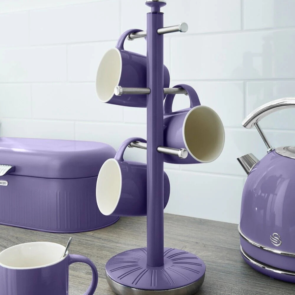 Cây treo cốc và dụng cụ để giấy đứng Swan Retro màu tím