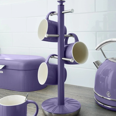 Cây treo cốc và dụng cụ để giấy đứng Swan Retro màu tím