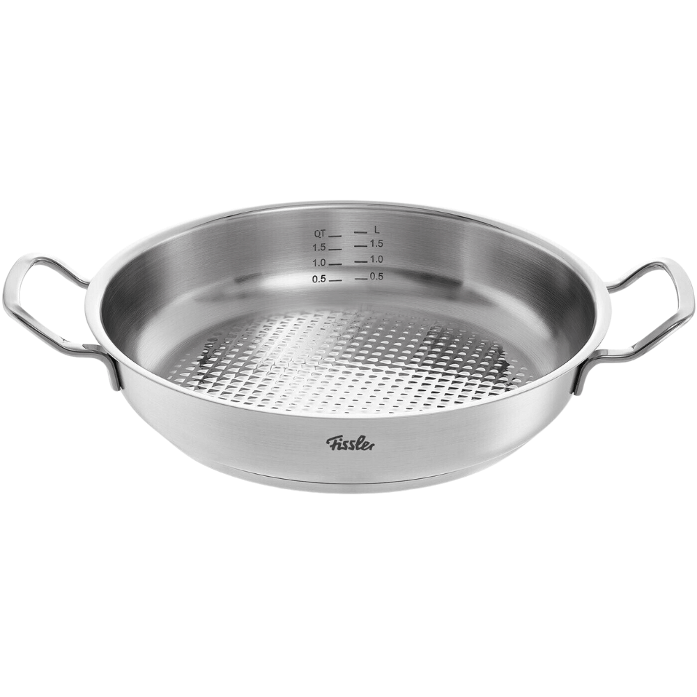 Bộ nồi Fissler Profi 5 món vung thép kèm quánh và chảo 2 quai 24cm made in Germany