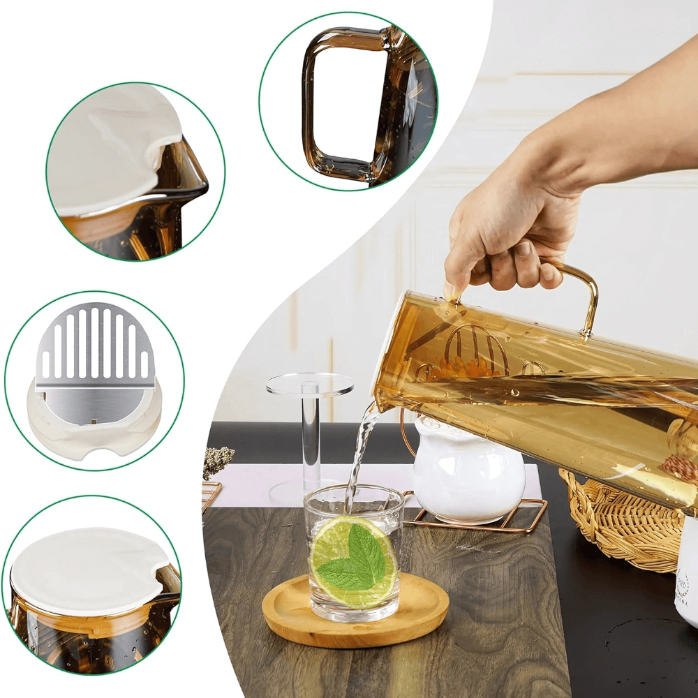 Bình đựng nước thủy tinh Sodasweet Germany 1,8L có tay cầm màu hổ phách