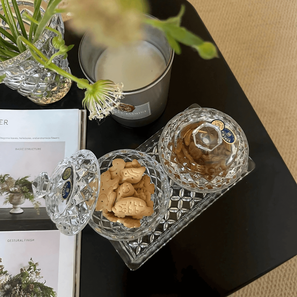 Hũ pha lê đựng đường, bánh kẹo, mứt, hạt các loại Bohemia Crystal 9cm