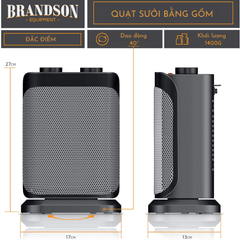 Quạt sưởi gốm Brandson 1500W màu đen bạc