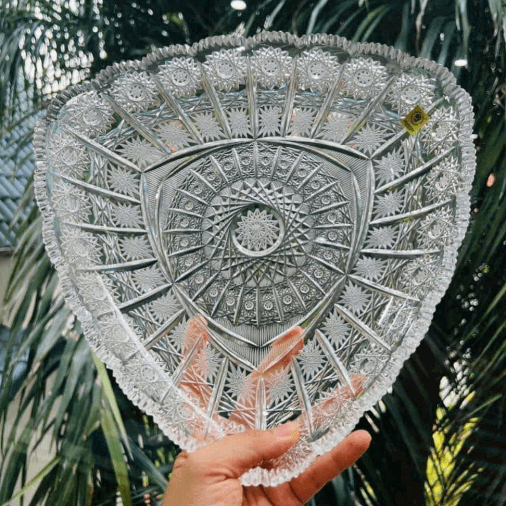 Đĩa pha lê Bohemia M57 tam giác đường kính 30cm
