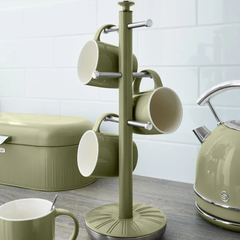 Cây treo cốc và dụng cụ để giấy đứng Swan Retro màu xanh