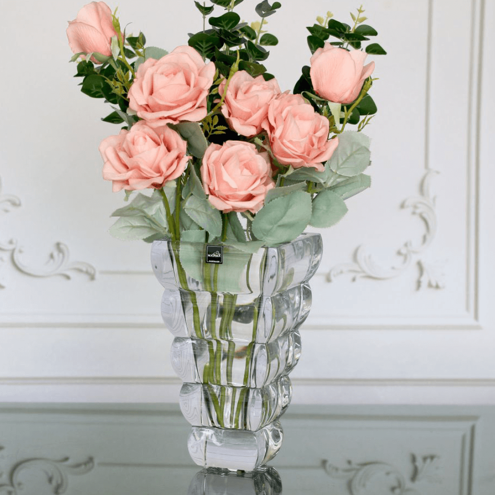 Bình hoa pha lê Rogaska Adria 25cm màu trắng